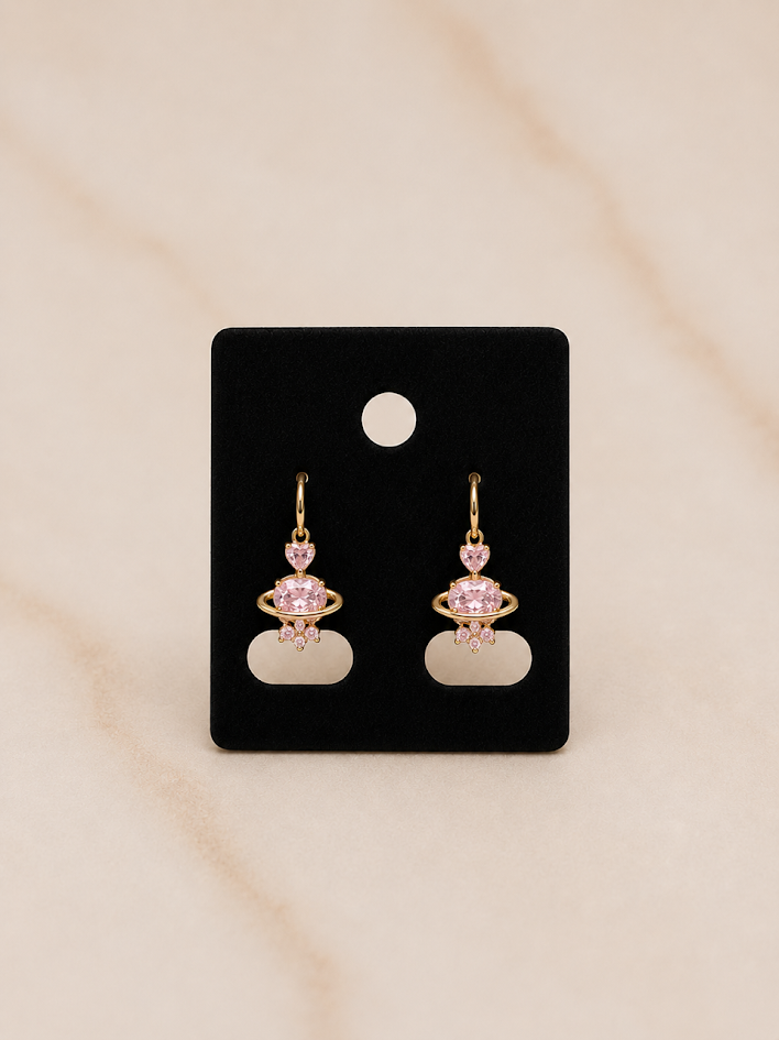Golden Blush Heart Earrings