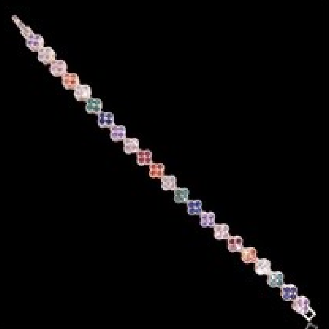 Gold Multicolor CZ Clover Tennis Bracelet