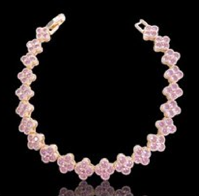 Gold White CZ Clover Tennis Bracelet