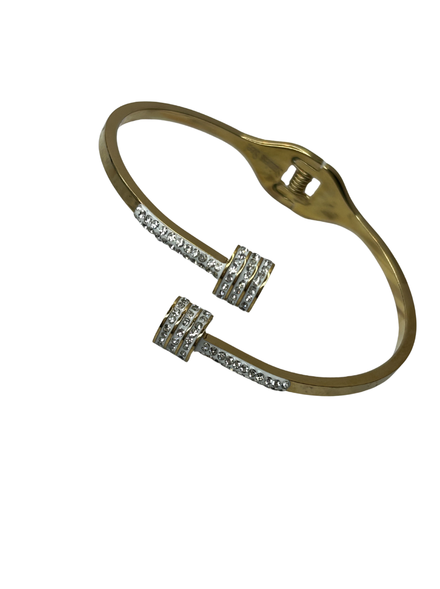 Gold Crystal Twist Cuff Bracelet
