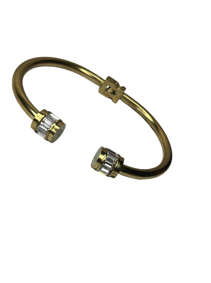 Gold Baguette Crystal Open Cuff Bracelet