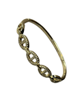 Gold Pave Mariner Link Bangle Bracelet