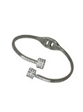 Silver Crystal Twist Cuff Bracelet