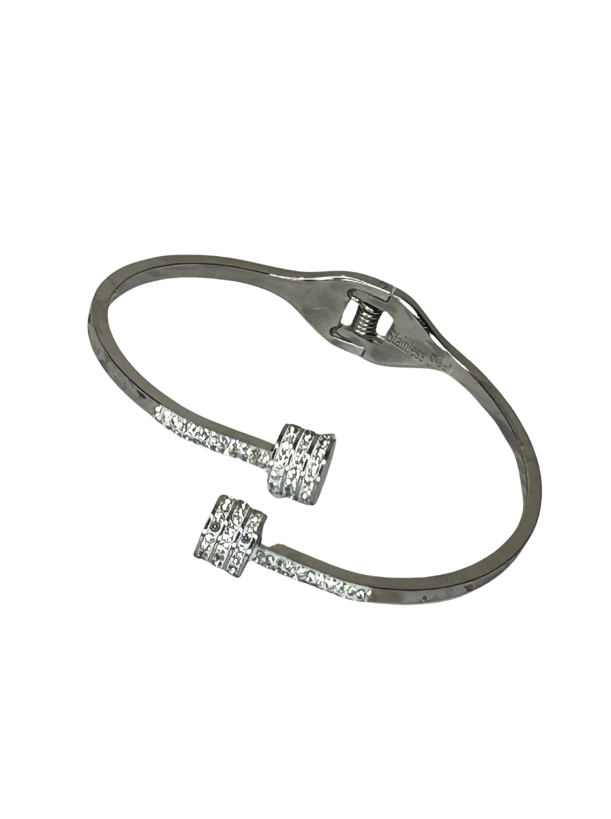 Silver Crystal Twist Cuff Bracelet