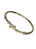 Gold Floral Pave Bangle Bracelet