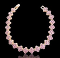 Gold Pink CZ Clover Tennis Bracelet